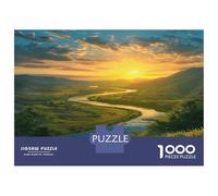 High Mountain Waterfall Year in Pictures 1000 Piece with High Definition Print Jigsaw Puzzles Prairie River Sunset As An Ultra Difficult Puzzle for Travel Jigsaw Puzzle 70x50cm/1000pcs