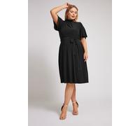 High Neck Belted Skater Dress Yours Black 22