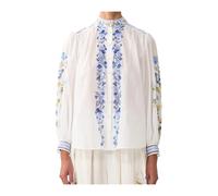 High Neck Button Through Blouse - Botanical Ballads - female - Camilla - Blouses - White - S - Blouses & Shirts S