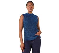 High Neck Fluffy Tinsel Knit Top Roman Royal 12