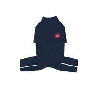 High-neck German fleece pet four-legged suit, small dog warm home wear, windproof and skin-friendly(Navy Blue,2XL)