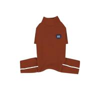 High-neck German fleece pet four-legged suit, small dog warm home wear, windproof and skin-friendly(Orange,S)