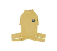 High-neck German fleece pet four-legged suit, small dog warm home wear, windproof and skin-friendly(Yellow,S)