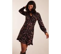High Neck Keyhole Mini Dress Blue Vanilla Black 10
