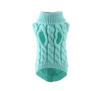 High-neck knitted sweater for dogs, small breed polyester warm clothes, multi-color cable knit pet autumn and winter wear(Blue,S)