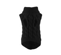 High-neck knitted sweater for dogs, small breed polyester warm clothes, multi-color cable knit pet autumn and winter wear(Black,S)