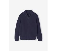 High Neck Long-Sleeved Cardigan for Boys navy blue