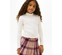 High Neck Ribbed T-Shirt with Long Sleeves Ecru