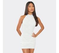 High Neck Scoop Back Mini Dress In White Lace, Women's Size UK 10