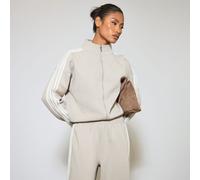 High Neck Side Stripe Zip-Up Sweatshirt In Taupe, Women's Size UK 8