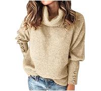 High Neck Sweater for Women, Women Jumper Winter Lightweight Roll Neck Jumpers Side Split Turtleneck Knit Long Sleeve Tunic Tops with Pockets Women Knit Sweaters Chunky Knit Knitted