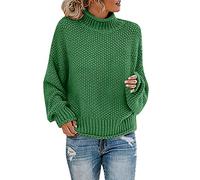 High Neck Sweater for Women, Women's Jumpers Lantern Sleeve Cropped Sweater Ribbed Knit Stretch Ladies Soft Knitted Mock Turtle Neck Ladies Cable Knit Jumper Sweatshirts Knit