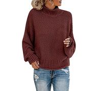 High Neck Tops for Women Sweaters and Jumpers Uk, Cable Knitted Long Sleeve Ladies Jumpers Casual Tops Warm Chunky Jumper Roll Neck Fluffy Jumpers Women Fall Winter Warm Sweaters