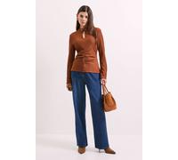 High Neck Trim Detail Crinkle Jersey Top Principles Ginger 16