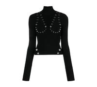 High Neck Viscose Jumper - female - Off White - Turtlenecks - Black - M - Knitwear M