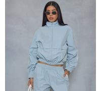 HIGH NECK ZIP UP SHELL TRACK JACKET IN BLUE, Women's Size UK 12