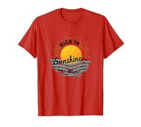 High on Sunshine and Music Summer Vibes Print T-Shirt, Men, Red, 3XL