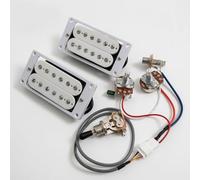 High Output Humbucker Pickups Set for Gibson LP SG Guitar Warm 7.5K Neck + Punchy 15K Bridge Ceramic Magnet,Compatible Upgrade for Electric Guitar 1V1T Wiring (White WH 1V1T Wiring Harness kit)