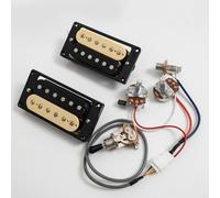 High Output Humbucker Pickups Set for Gibson LP SG Guitar Warm 7.5K Neck + Punchy 15K Bridge Ceramic Magnet,Compatible Upgrade for Electric Guitar 1V1T Wiring (Zebra BK 1V1T Wiring Harness kit)