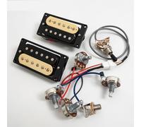 High Output Humbucker Pickups Set for Gibson LP SG Guitar Warm 7.5K Neck + Punchy 15K Bridge Ceramic Magnet,Compatible Upgrade for Electric Guitar 2V2T Wiring (Zebra BK 2V2T Wiring Harness kit)