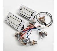 High Output Humbucker Pickups Set for Gibson LP SG Guitar Warm 7.5K Neck + Punchy 15K Bridge Ceramic Magnet,Compatible Upgrade for Electric Guitar 2V2T Wiring (White WH 2V2T Wiring Harness kit)