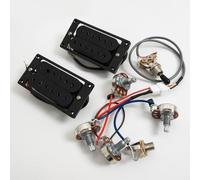 High Output Humbucker Pickups Set for Gibson LP SG Guitar Warm 7.5K Neck + Punchy 15K Bridge Ceramic Magnet,Compatible Upgrade for Electric Guitar 2V2T Wiring (Black - BK 2V2T Wiring Harness kit)