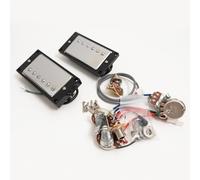 High Output Humbucker Pickups Set for Gibson LP SG Guitar Warm 7.5K Neck + Punchy 15K Bridge Ceramic Magnet,Compatible Upgrade for Electric Guitar 2V2T Wiring (Chrome BK 2V2T Wiring Harness kit)