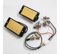 High Output Humbucker Pickups Set for Gibson LP SG Guitar Warm 7.5K Neck + Punchy 15K Bridge Ceramic Magnet,Compatible Upgrade for Electric Guitar 1V1T Wiring (Gold BK 1V1T Wiring Harness kit)