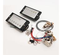 High Output Humbucker Pickups Set for Gibson LP SG Guitar Warm 7.5K Neck + Punchy 15K Bridge Ceramic Magnet,Compatible Upgrade for Electric Guitar 1V1T Wiring (Chrome BK 1V1T Wiring Harness kit)