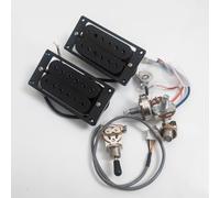 High Output Humbucker Pickups Set for Gibson LP SG Guitar Warm 7.5K Neck + Punchy 15K Bridge Ceramic Magnet,Compatible Upgrade for Electric Guitar 1V1T Wiring (Black - BK 1V1T Wiring Harness kit)