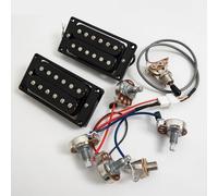 High Output Humbucker Pickups Set for Gibson LP SG Guitar Warm 7.5K Neck + Punchy 15K Bridge Ceramic Magnet,Compatible Upgrade for Electric Guitar 2V2T Wiring (Black BK 2V2T Wiring Harness kit)