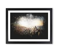 High Over The Chicago Skyline Paint Splash Modern Art Framed Print | A3 Black Framed Wall Art | Ready to Hang | Modern Cityscape Picture | Living Room Bedroom Lounge Office