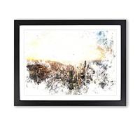 High Over The Chicago Skyline Watercolour Modern Framed Wall Art Print, Ready to Hang Picture for Living Room Bedroom Home Office Décor, Black A4 (34 x 25 cm)