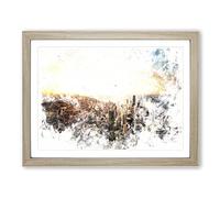 High Over The Chicago Skyline Watercolour Modern Framed Wall Art Print, Ready to Hang Picture for Living Room Bedroom Home Office Décor, Oak A2 (64 x 46 cm)