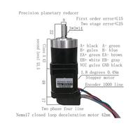 High percision reducer NEMA 17 geared stepper electronic starter with encoder AB type(Ratio 10 to 1)