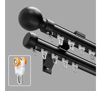 High-Performance 28-236 Inch Aluminum Mountain Rods Durable Black Track with Brackets Round End Design Easy Installation 12.5FT/380cm for Outdoor Adventures