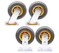 High-Performance 360° Industrial Swivel Casters - Durable Universal Rubber Replacement Wheels, Silent, 125mm, Set of 4 (Support + Universal) for Heavy-Duty Use