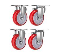 High-Performance 4-Pack Replacement Casters 3" Quiet Industrial Swivel Wheels with Locking for Cabinets Ottomans and Benches (2 Fixed + 2 Swivel)