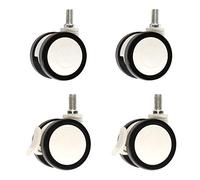 High-Performance - 4-Pack Universal 62mm (2.5inch) Double Swivel Trolley Wheels with Brake Polyurethane Replacement Parts for Beauty & Equipment