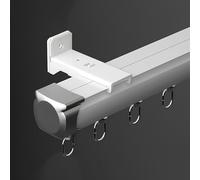 High-Performance 70-600cm Aluminum Curtain Rod 2mm Heavy-Duty Hanging System for Wall/Ceiling Mount Ideal for Room Dividers in Living Room & Bedroom (A-White-Wall 0.95m Size)