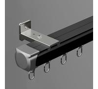 High-Performance 70-600cm Curtain Rod 2mm Aluminum Track System Wall & Ceiling Mount for Room Dividers in Living Room & Bedroom (Color: Black Size: 1.25m)