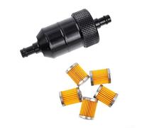 High Performance 8mm Aluminum Fuel Filter + 5 Filter Elements, Ideal for Racing Motorcycles and ATVs (Black)