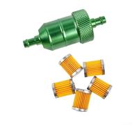 High Performance 8mm Aluminum Fuel Filter + 5 Filter Elements, Ideal for Racing Motorcycles and ATVs (Green)