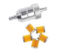 High Performance 8mm Aluminum Fuel Filter + 5 Filter Elements, Ideal for Racing Motorcycles and ATVs (Silver)