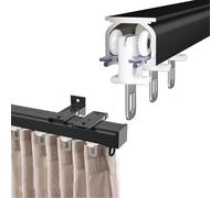 High-Performance Aluminum Curtain Track 1-Line 280cm Wall/Ceiling Mount Ideal for Room Dividers Shower Balconies Offices and Cabinets (Black)