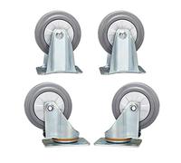 High-Performance Casters (4-Pack) 5" Grey TPR Rubber Quiet Double Ball Bearing Dual Locking 360° Swivel Wheels for Furniture & Equipment