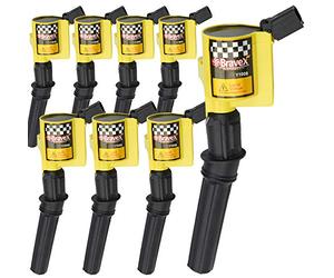 High Performance Ignition Coil 8 Pack -Upgrade 15% More Energy For Ford F-150 F-250 F-350 4.6L 5.4L V8 CROWN VICTORIA EXPEDITION MUSTANG LINCOLN MERCURY Compatible & DG508 DG457 DG472 DG491 (YELLOW)