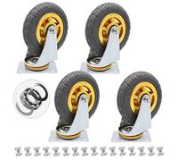 High-Performance Industrial Transport Wheels 4-Pack 5-Inch Rubber Swivel Cs with Brake Furniture & Workbench Mobility Load Capacity 400kg