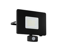 IP44 Outdoor Flood Light & PIR Sensor Black Aluminium 50W Built in LED