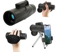 High Performance Monocular Telescope with Smartphone Holder, Tripod Wrist Strap for Adults, 12x50 HD Compact Waterproof Monocular with Clear Lens for Bird Watching, Hiking,